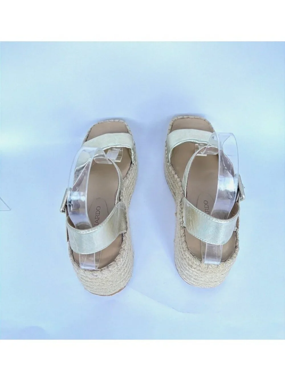 Bernardo Mallorca Espadrilles Gold Leather Platform Sandals Size 8.5